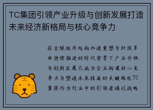 TC集团引领产业升级与创新发展打造未来经济新格局与核心竞争力